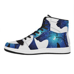 Night Forest Wolf Spirit Print High Top Leather Sneakers