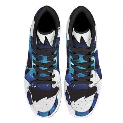 Night Forest Wolf Spirit Print High Top Leather Sneakers
