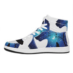 Night Forest Wolf Spirit Print High Top Leather Sneakers