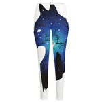 Night Forest Wolf Spirit Print High-Waisted Pocket Leggings