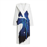 Night Forest Wolf Spirit Print Hooded Bathrobe