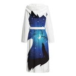 Night Forest Wolf Spirit Print Hooded Bathrobe