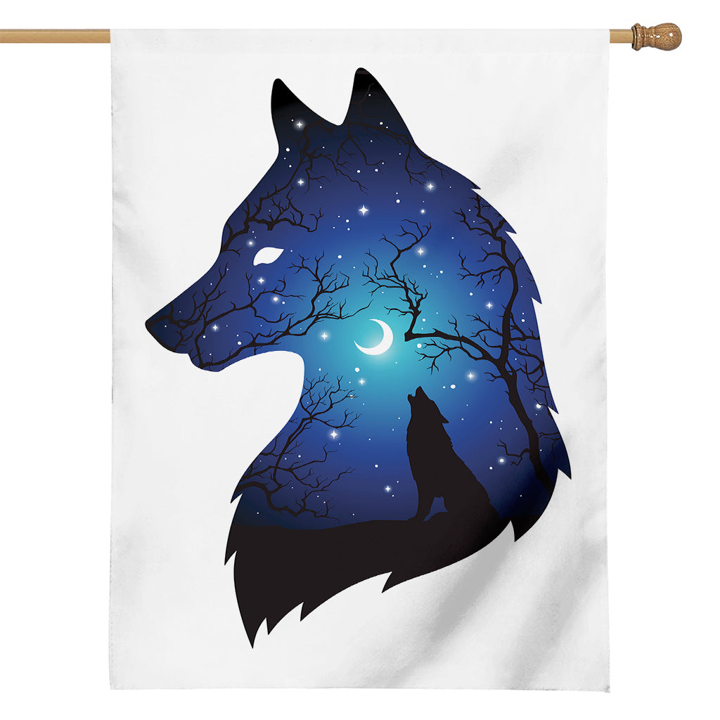 Night Forest Wolf Spirit Print House Flag