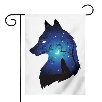Night Forest Wolf Spirit Print House Flag
