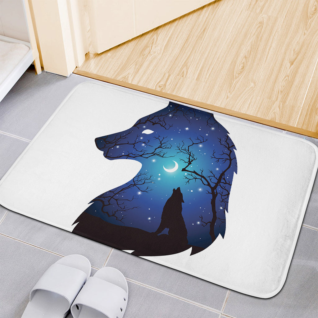 Night Forest Wolf Spirit Print Indoor Door Mat