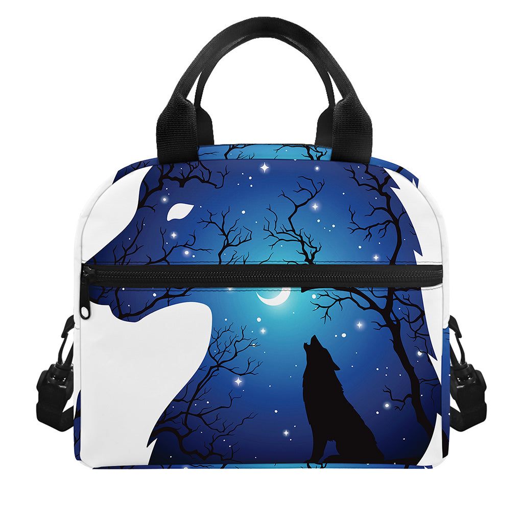 Night Forest Wolf Spirit Print Insulated Lunch Bag