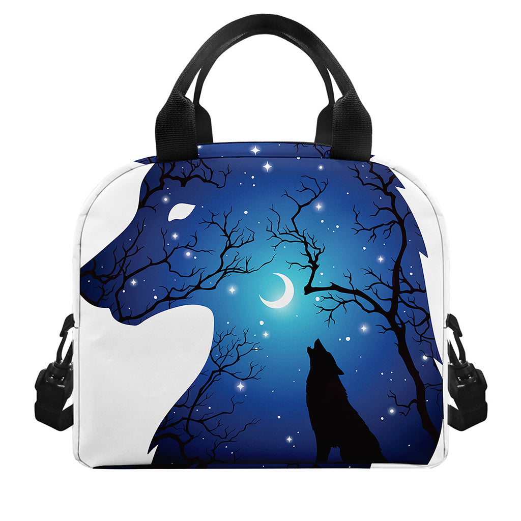 Night Forest Wolf Spirit Print Insulated Lunch Bag