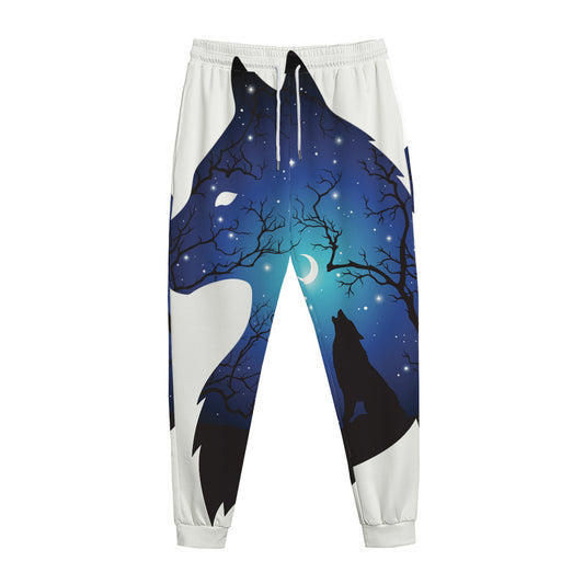 Night Forest Wolf Spirit Print Jogger Pants