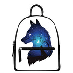 Night Forest Wolf Spirit Print Leather Backpack