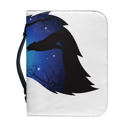 Night Forest Wolf Spirit Print Leather Bible Cover