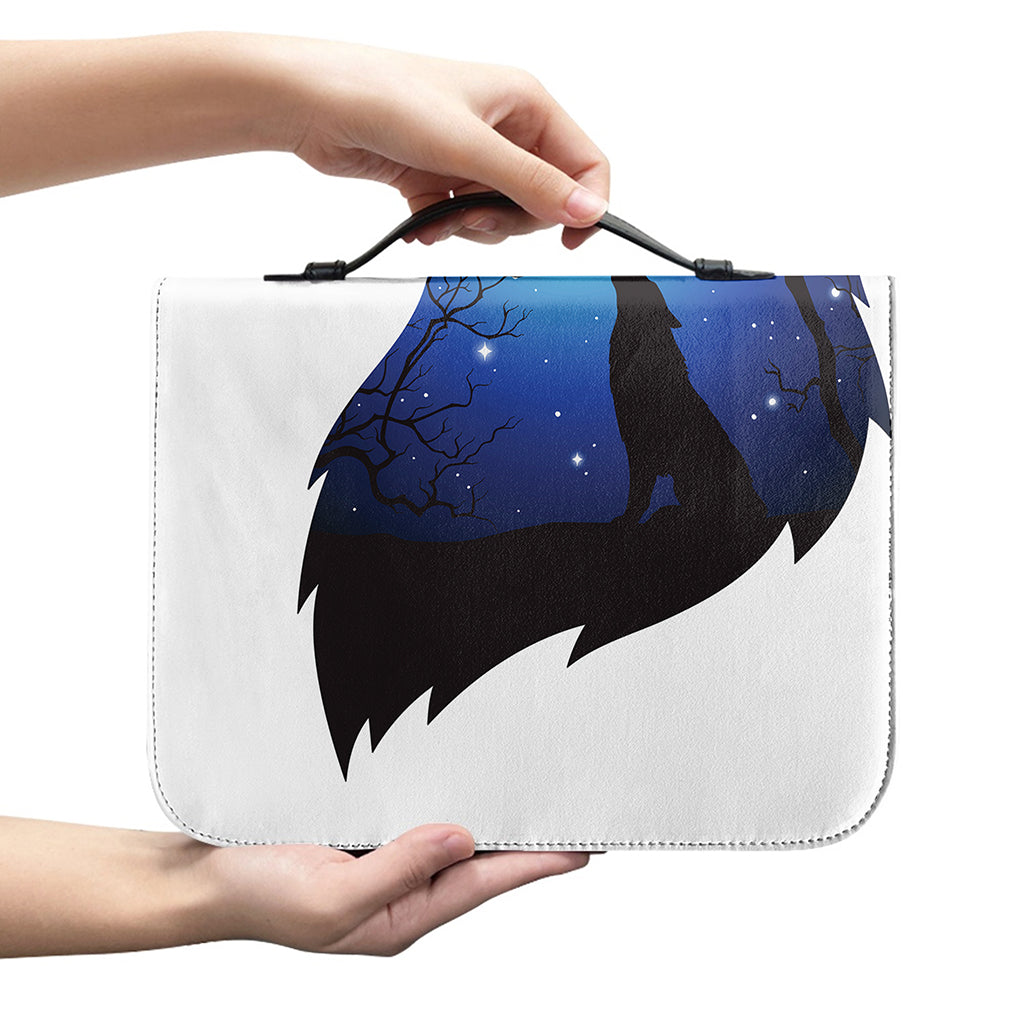 Night Forest Wolf Spirit Print Leather Bible Cover