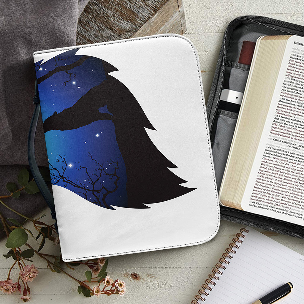 Night Forest Wolf Spirit Print Leather Bible Cover