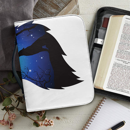 Night Forest Wolf Spirit Print Leather Bible Cover