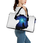Night Forest Wolf Spirit Print Leather Duffle Bag