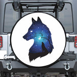 Night Forest Wolf Spirit Print Leather Spare Tire Cover
