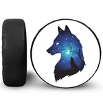 Night Forest Wolf Spirit Print Leather Spare Tire Cover