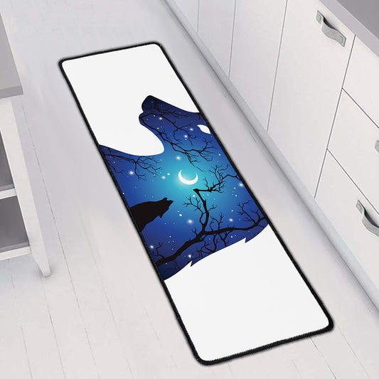 Night Forest Wolf Spirit Print Long Kitchen Mat