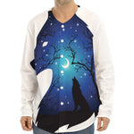 Night Forest Wolf Spirit Print Long Sleeve Baseball Jersey