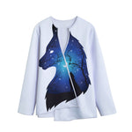 Night Forest Wolf Spirit Print Long Sleeve Short Coat