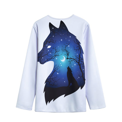 Night Forest Wolf Spirit Print Long Sleeve Short Coat