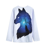Night Forest Wolf Spirit Print Long Sleeve Short Coat