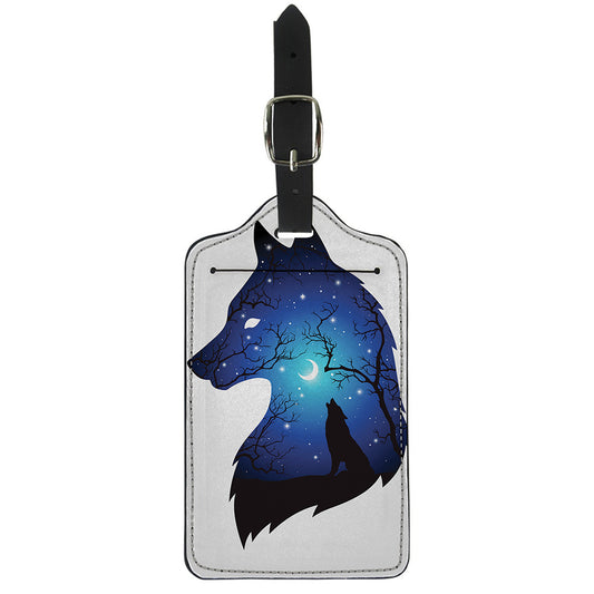 Night Forest Wolf Spirit Print Luggage Tag