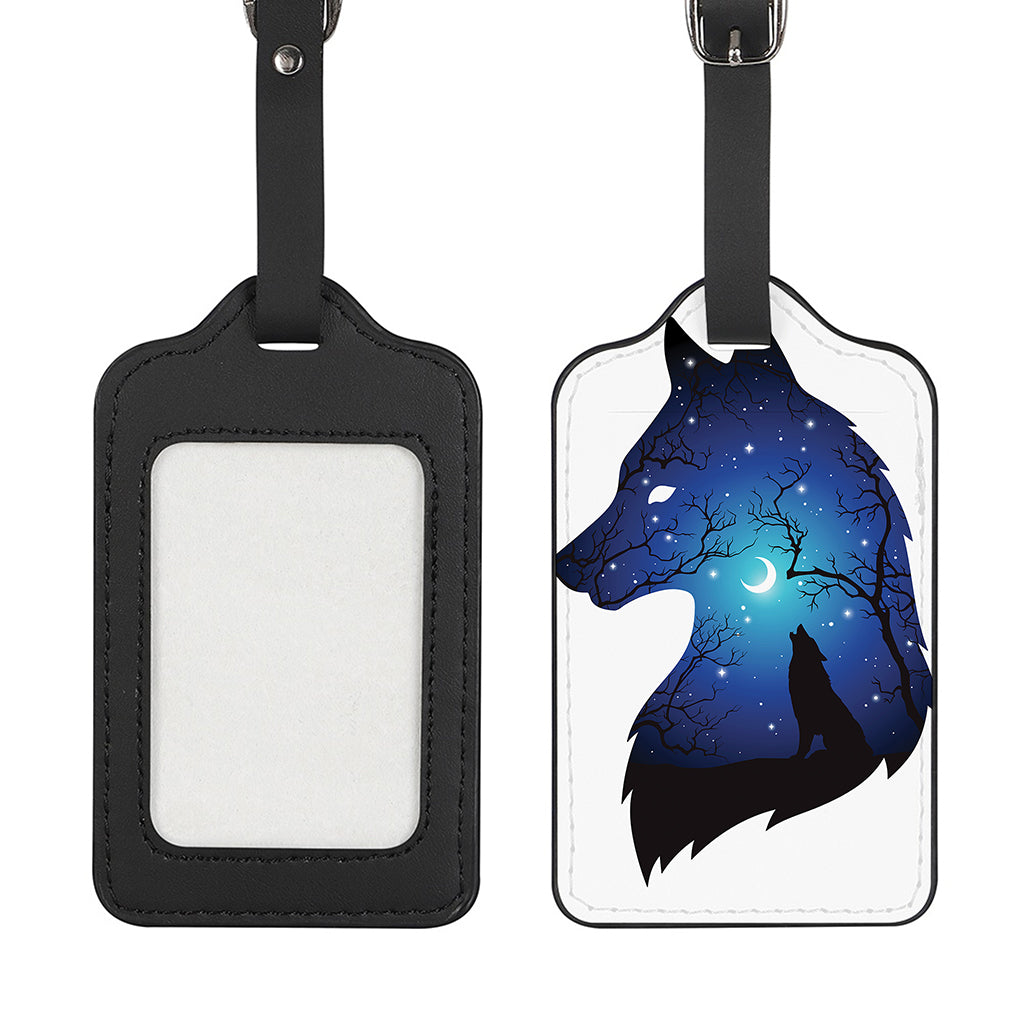 Night Forest Wolf Spirit Print Luggage Tag
