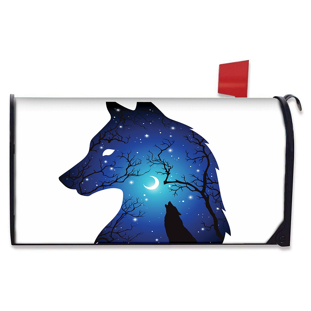 Night Forest Wolf Spirit Print Mailbox Cover