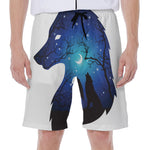 Night Forest Wolf Spirit Print Men's Beach Shorts