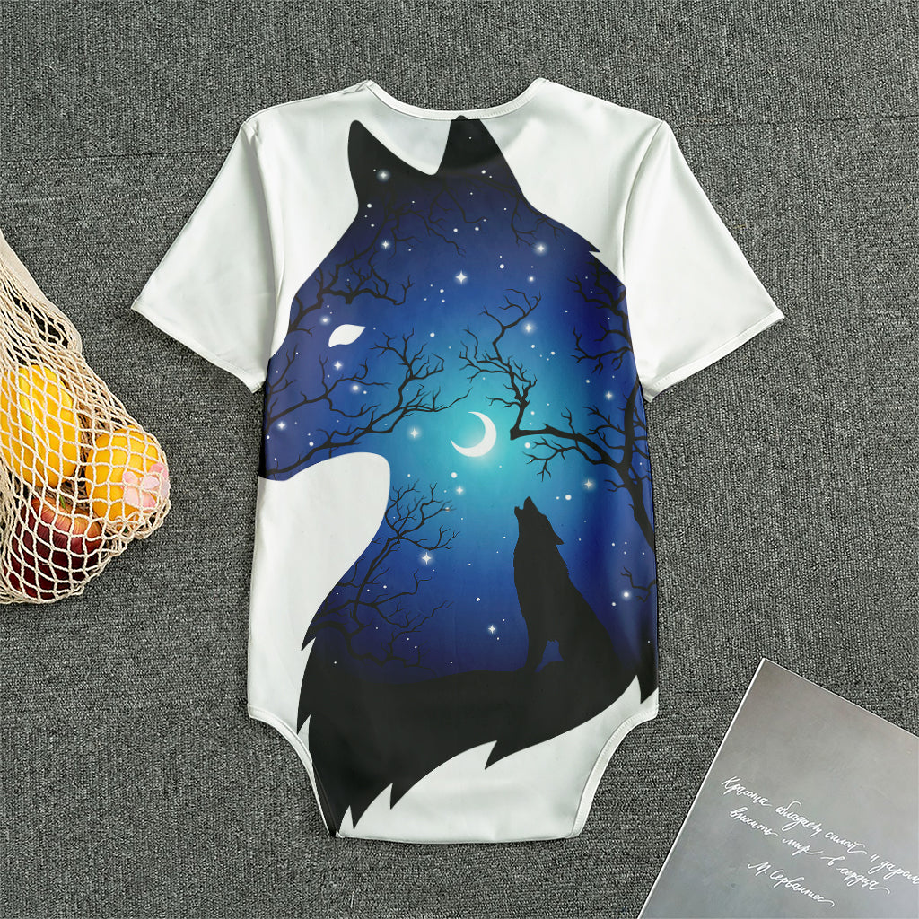Night Forest Wolf Spirit Print Men's Bodysuit