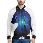 Night Forest Wolf Spirit Print Men's Bomber Jacket