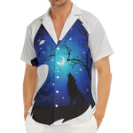 Night Forest Wolf Spirit Print Men's Deep V-Neck Shirt