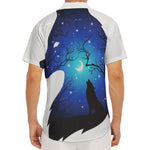 Night Forest Wolf Spirit Print Men's Deep V-Neck Shirt