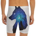 Night Forest Wolf Spirit Print Men's Long Boxer Briefs