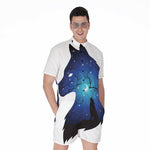 Night Forest Wolf Spirit Print Men's Rompers