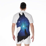 Night Forest Wolf Spirit Print Men's Rompers