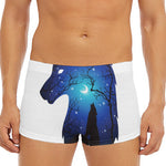 Night Forest Wolf Spirit Print Men's Short Boxer Briefs