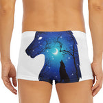 Night Forest Wolf Spirit Print Men's Short Boxer Briefs