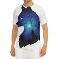 Night Forest Wolf Spirit Print Men's Short Sleeve Rash Guard
