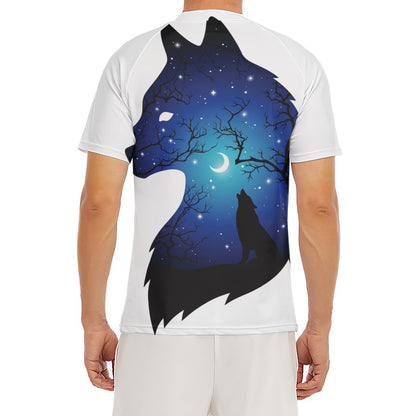 Night Forest Wolf Spirit Print Men's Short Sleeve Rash Guard