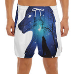 Night Forest Wolf Spirit Print Men's Split Running Shorts