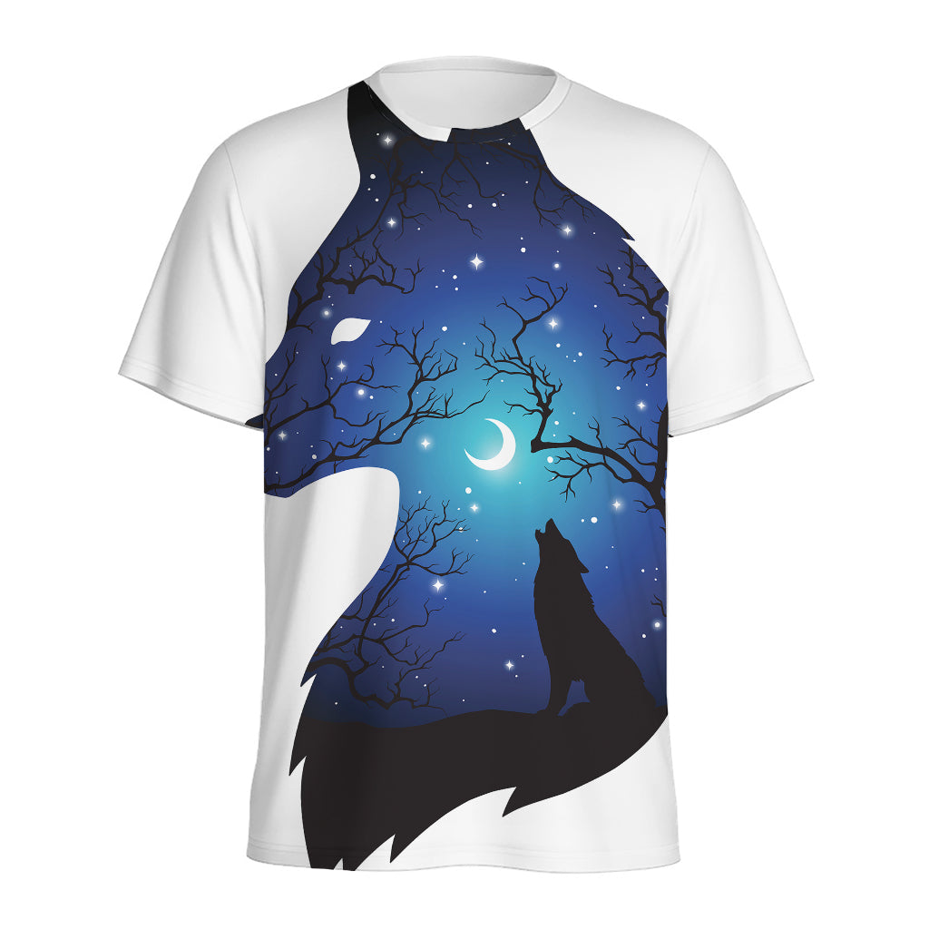 Night Forest Wolf Spirit Print Men's Sports T-Shirt