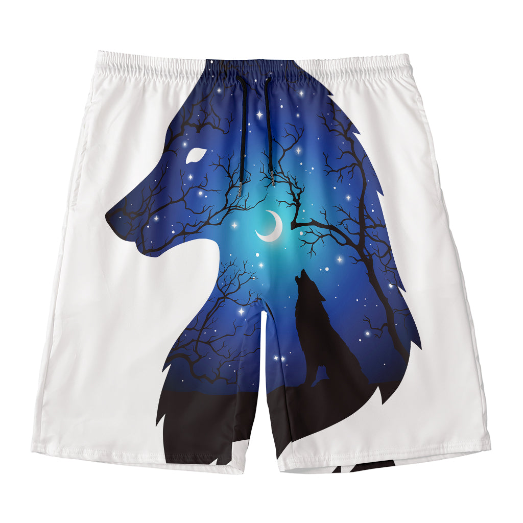 Night Forest Wolf Spirit Print Men's Swim Trunks