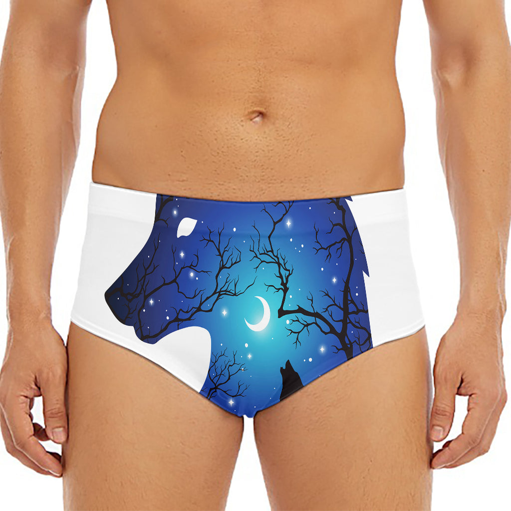 Night Forest Wolf Spirit Print Men's Triangle Swim Briefs