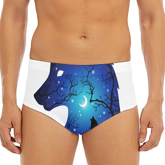 Night Forest Wolf Spirit Print Men's Triangle Swim Briefs
