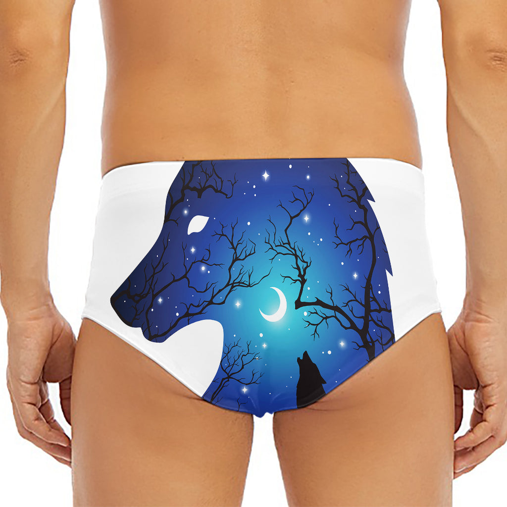 Night Forest Wolf Spirit Print Men's Triangle Swim Briefs