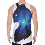 Night Forest Wolf Spirit Print Men's Velvet Tank Top
