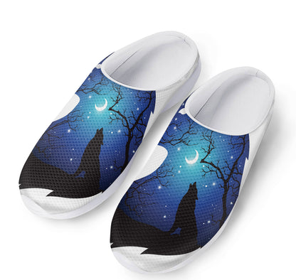 Night Forest Wolf Spirit Print Mesh Casual Shoes