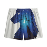 Night Forest Wolf Spirit Print Mesh Shorts