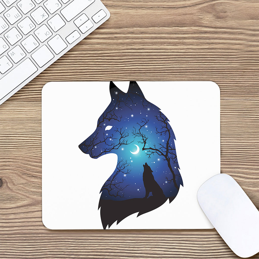 Night Forest Wolf Spirit Print Mouse Pad